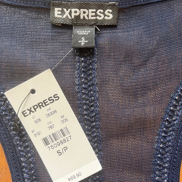 Express Top Womens Small Sequins Cocktail Blue Tank Top Razor Back - Picture 5 of 7